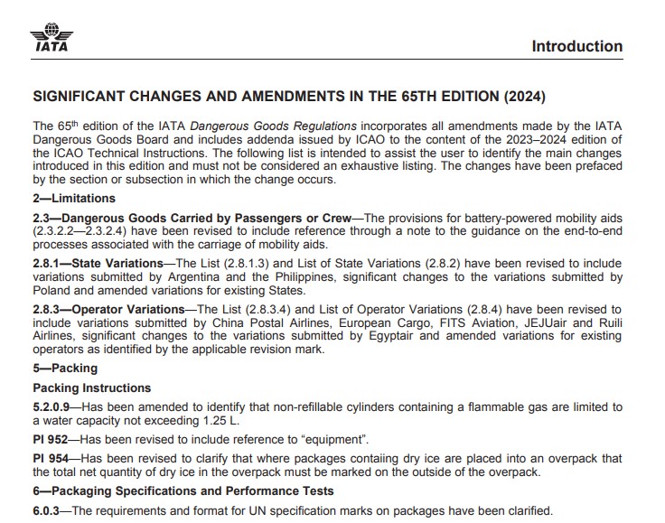 Significant Changes in the 65th Edition IATA Air Sea Containers (US)