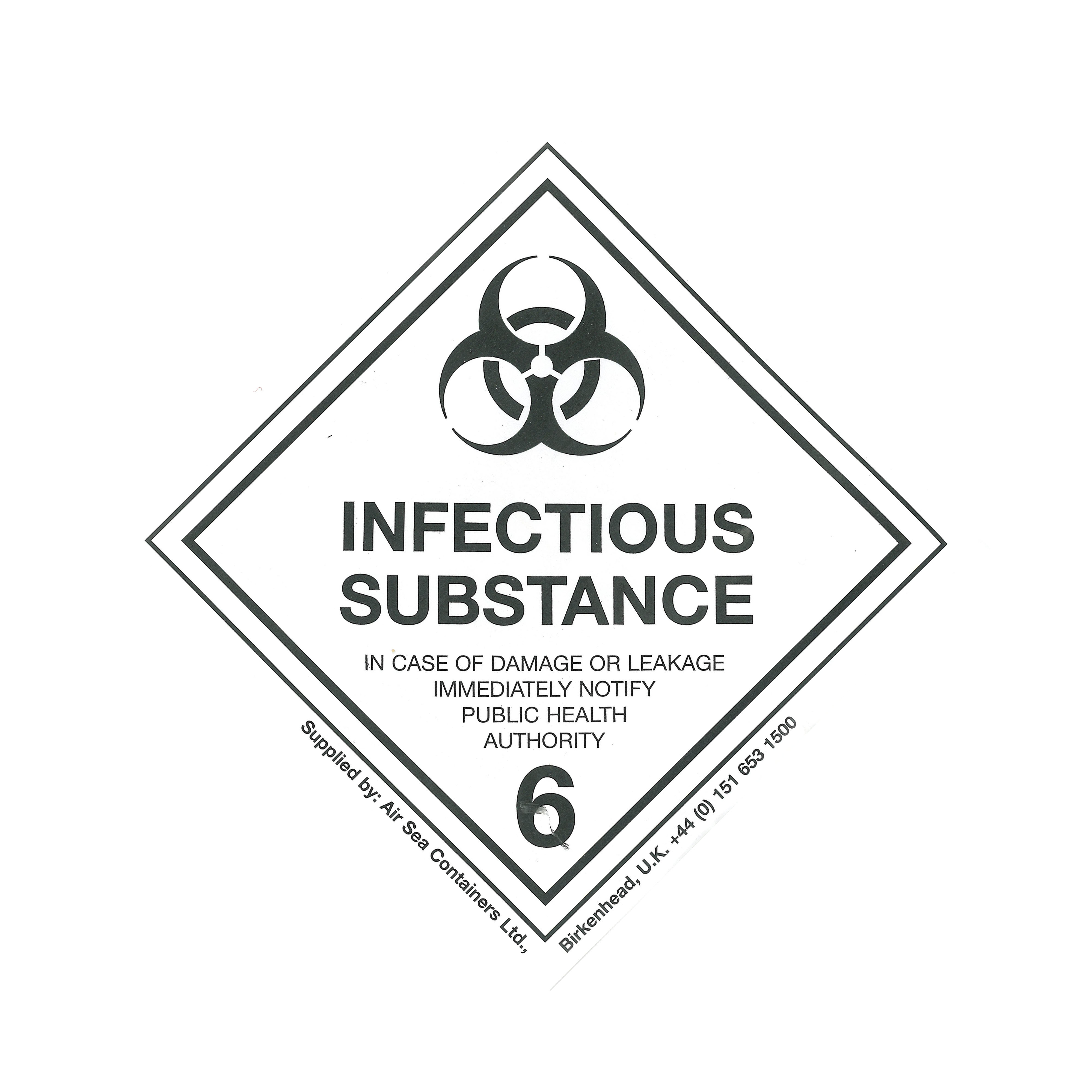 Class 6 2 Infectious Substance Hazard Labels 100mm X 100mm Air