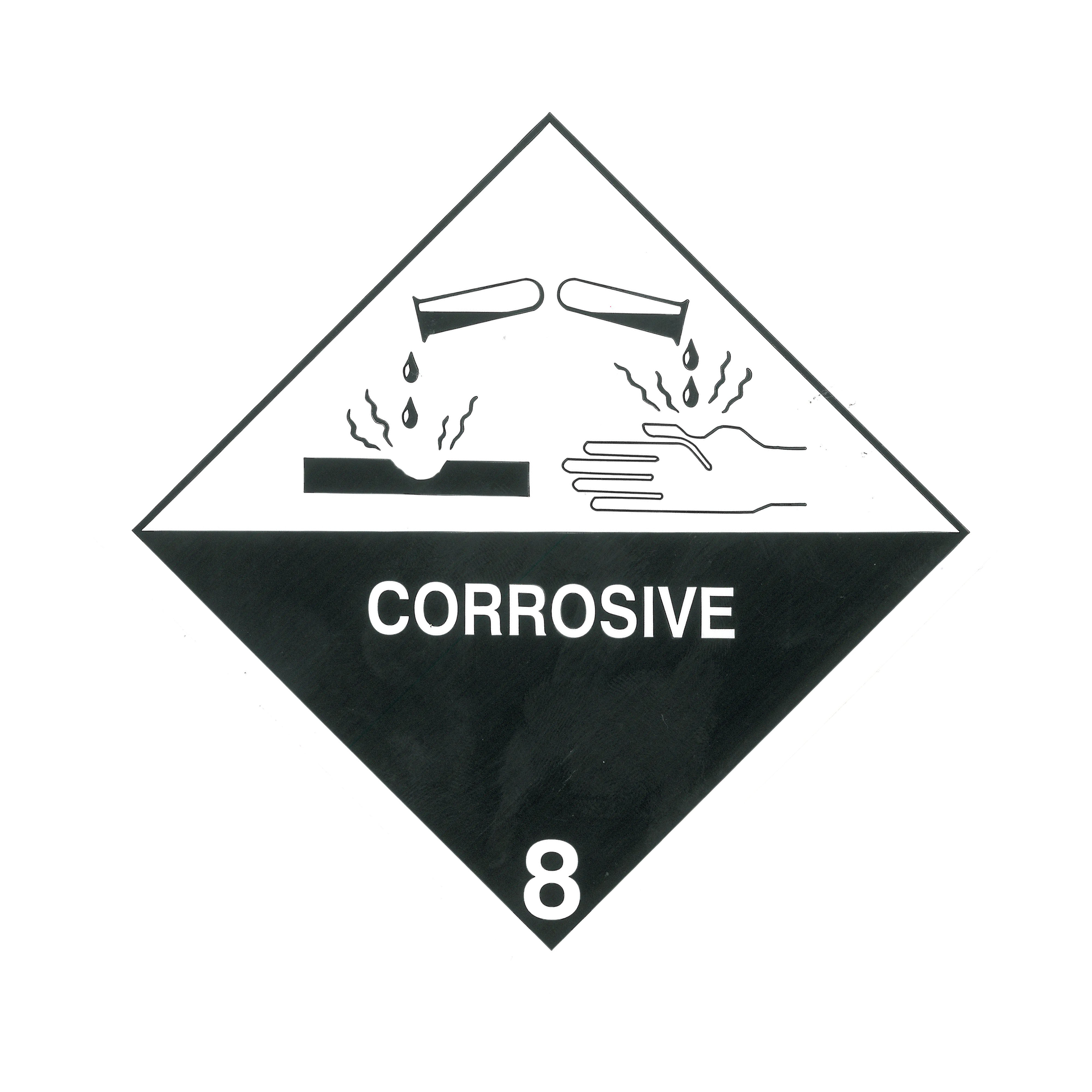Class 8 Corrosive Hazard Labels 100mm X 100mm Air Sea Containers